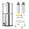 VEVOR Système de Filtration d'Eau par Gravité 8,5 L, Filtre à Eau par Gravité Réduction du Plomb et jusqu'à 99% du Chlore, en Inox 304