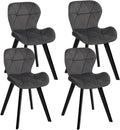 IDMarket - Lot de 4 chaises ROBINE en Velours Gris foncé Pieds Noirs
