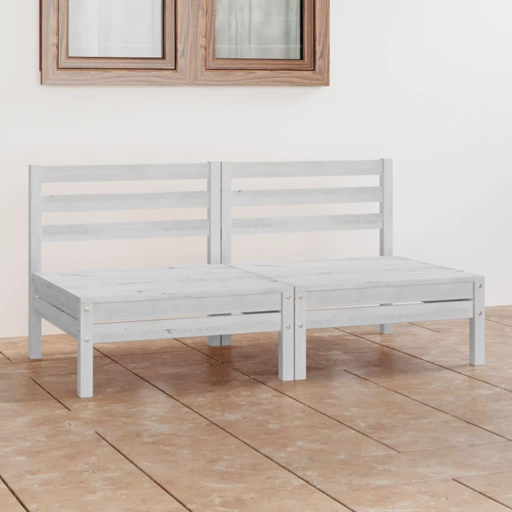 Canapé de jardin 2 places en pin massif blanc - Meuble de balcon d'extérieur résistant aux intempéries - Pour terrasse, balcon