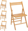 Spetebo Lot de 4 chaises pliantes en bambou naturel - Charge maximale : 120 kg - Chaise de cuisine pliable en bois FSC
