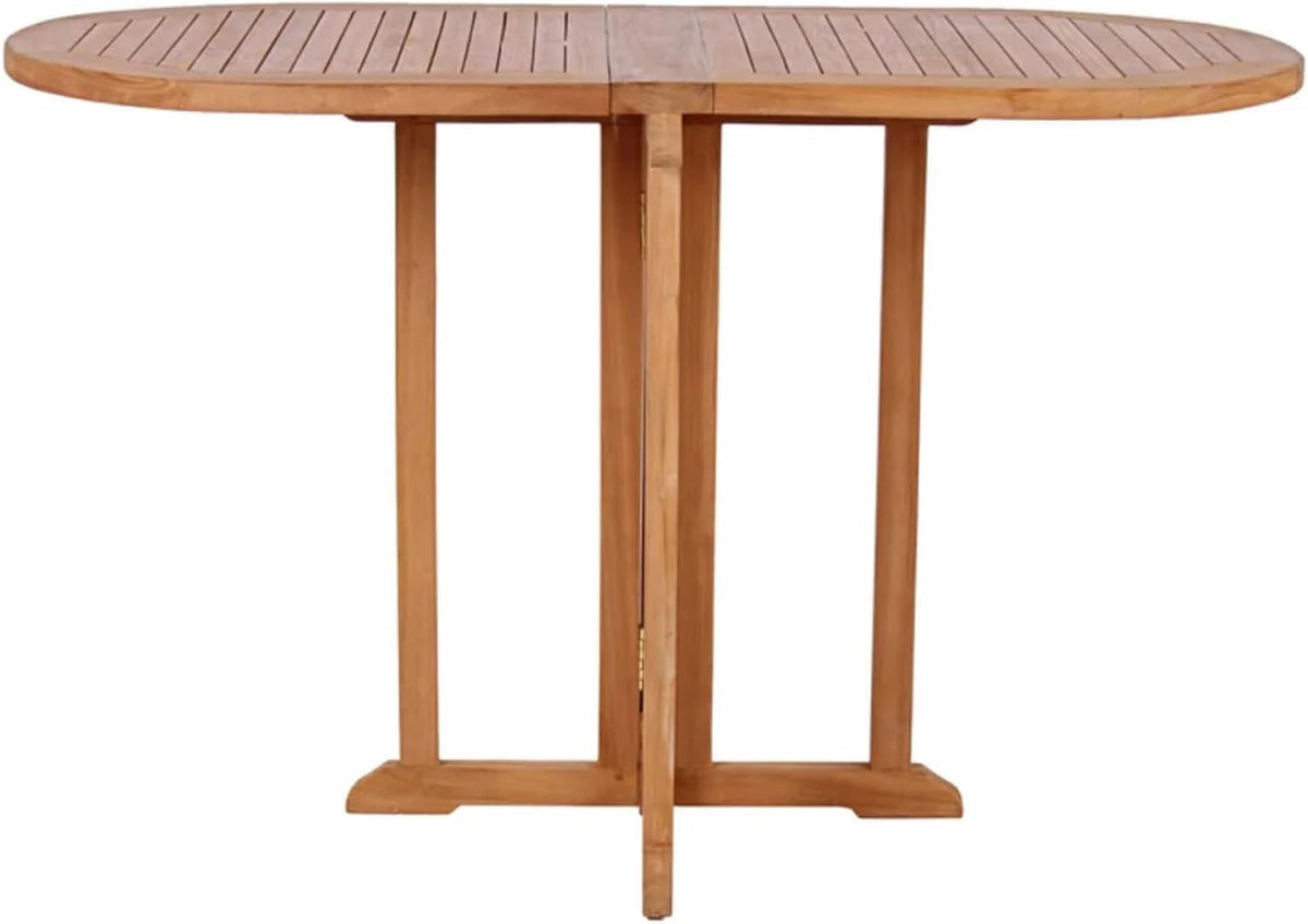 Table de jardin Balcony en teck - Table ovale 120 x 60 x 75 cm (L x l x h) - Meuble d'extérieur pliable stable pour balcon, terrasse, jardin d'hiver