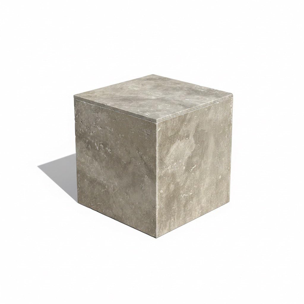 Handmade Table d'appoint bout de canapé VÉRITABLE travertin 'cube'
