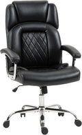 HOMCOM Big and Tall Office Chair 180kg, Executive PU Leather Desk Chair with Spring Cushion, Wide Seat, High Back, Adjustable Height, Swivel Wheels