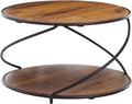 WOHNLING Table Basse 58x58x35 cm Table Basse en Bois de sheesham Massif/métal Ronde, Table de Salon Design Table Basse Solide