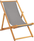 Chaise de Plage Pliante en Boisde Teck Massif Gris Clair, Transat de Jardin Réglable pour Adulte, Fauteuil de Bain de Soleil pour Terrasse