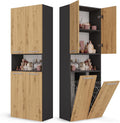 CDF Armoire Haute Salle de Bain Meuble Colonne de Salle de Bain Armoire de Rangement à 4 Portes avec Etagère Réglable pour Salon Cuisine