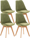 CLP Lot de 4 chaises de salle ŕ manger Linares Plastique I Tissu I Velours I Aspect cuir I Fauteuil avec structure en bois, Couleur:vert clair