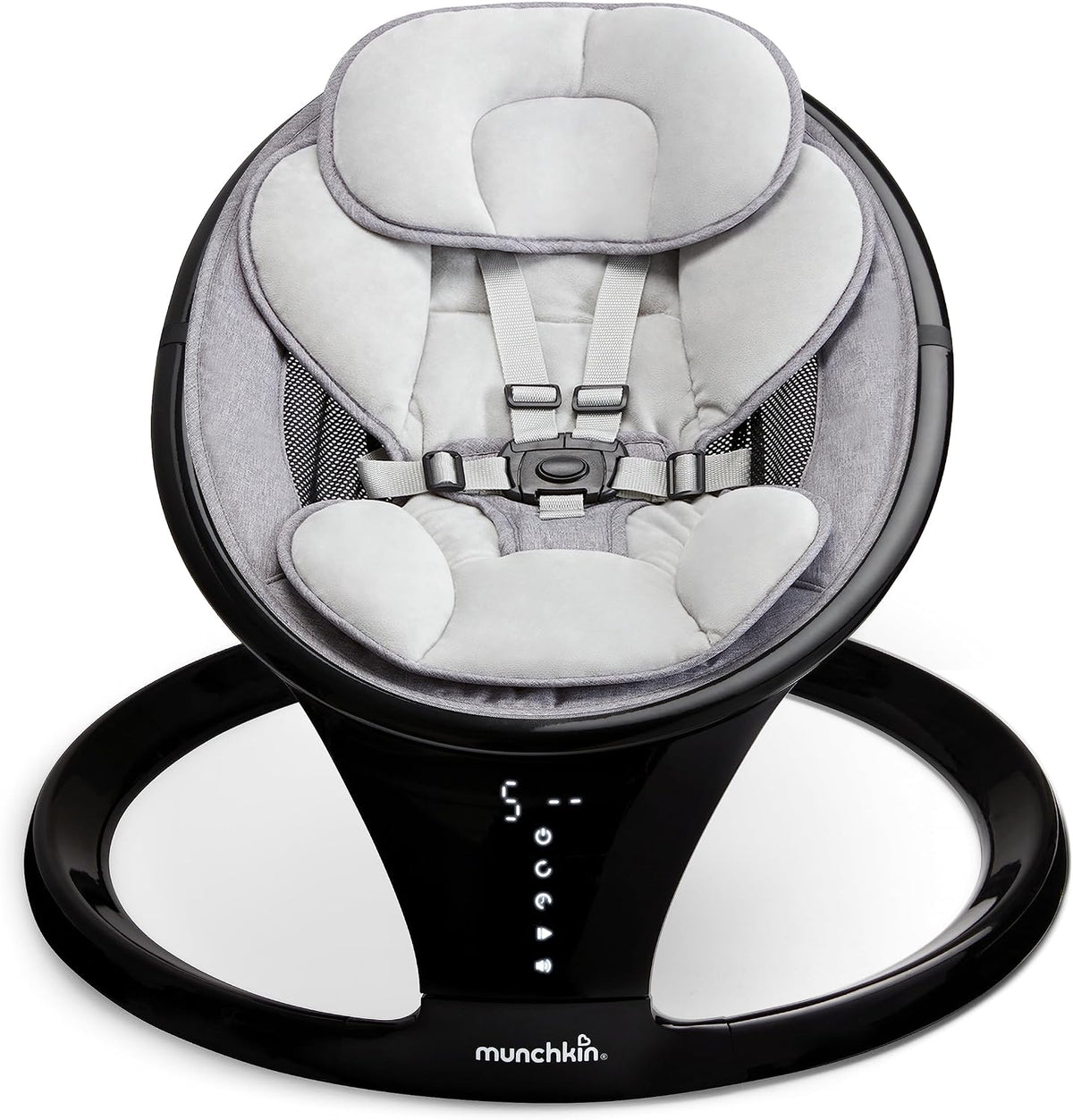 Munchkin Balancelle Électrique Bébé, Chaise Bascule Bébé avec Bluetooth & Sons, Rocker Portable Bébé avec Mouvement et Sons, Noir