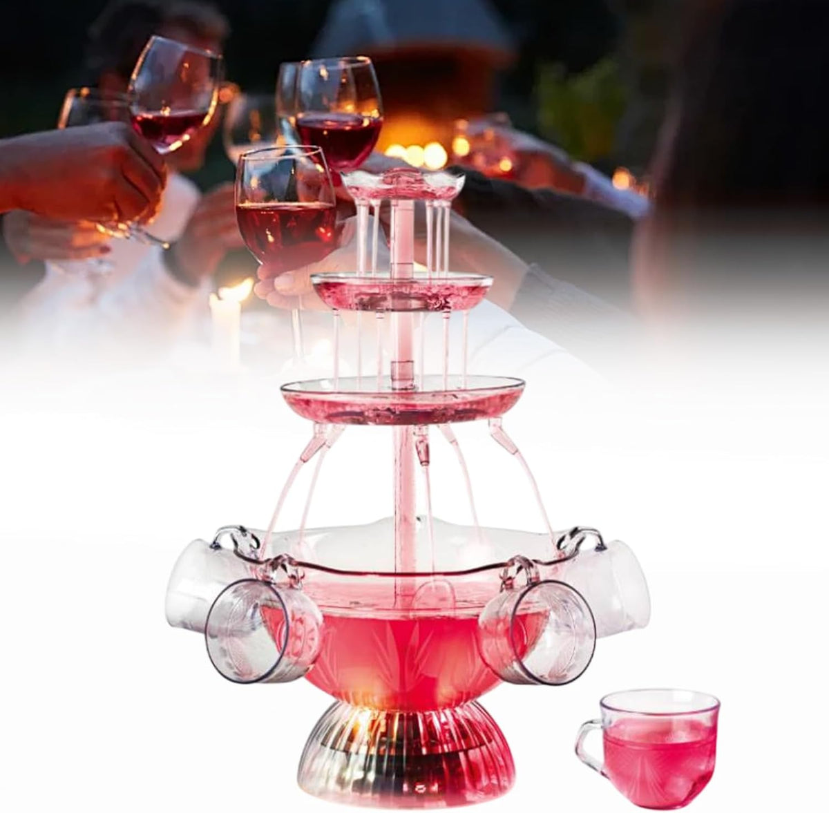Fontaine à Vin Rouge Commerciale éLectrique en Acier Inoxydable,3 Couches Machine à Fontaine à Vin, Machine Fontaine de Champagne de Vin Rouge