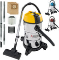 AREBOS Aspirateur Industriel, Aspirateur Eau et Poussière, Aspirateur Sec et Humide, 5en1, 1300W, 30L, Acier Inoxydable, Fonction de soufflage, Jaune