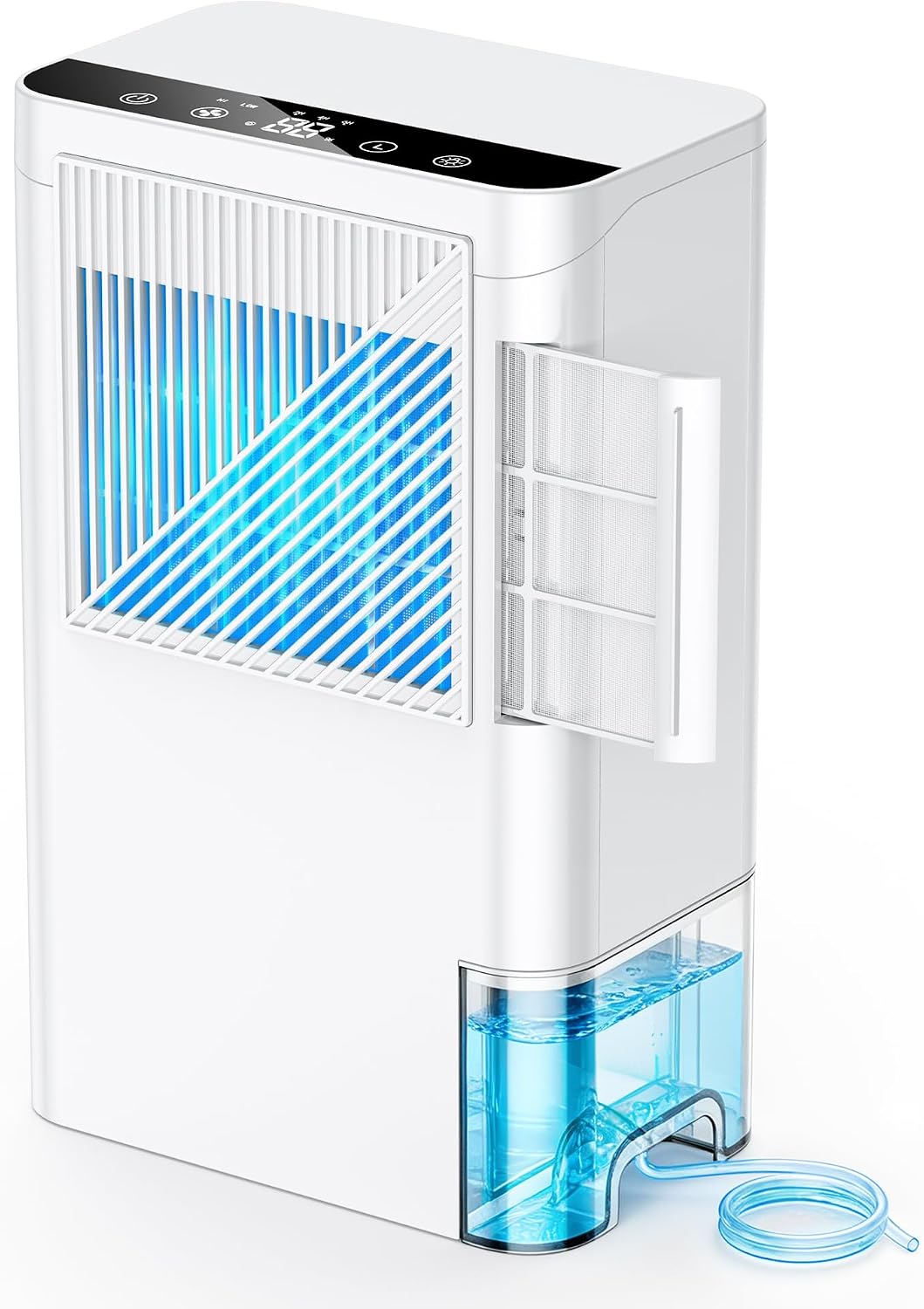 Déshumidificateurs rotatifs pour maison, 2 000 m² avec tuyau de vidange/réservoir d'eau de 2,5 L, déshumidificateur silencieux pour sous-sol