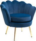 HOMCOM Fauteuil Salon en Velours Coquillage avec Pieds en métal doré pour Chambre à Coucher, 76 x 67 x 74 cm, Bleu