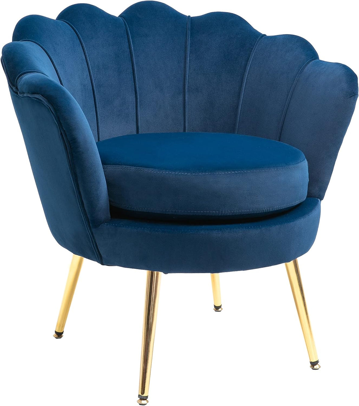 HOMCOM Fauteuil Salon en Velours Coquillage avec Pieds en métal doré pour Chambre à Coucher, 76 x 67 x 74 cm, Bleu