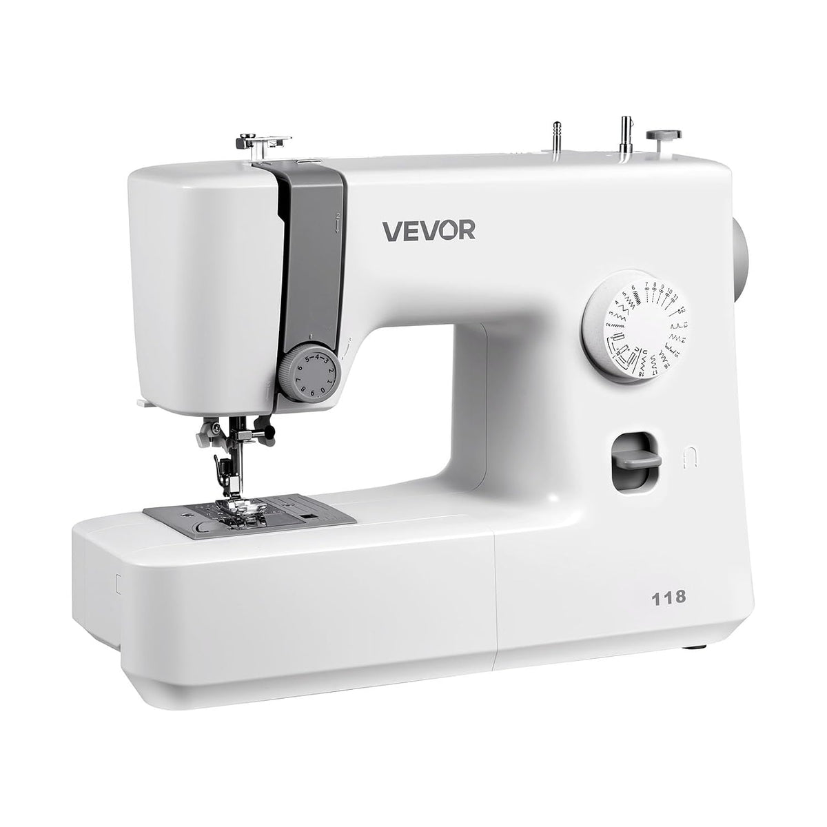 VEVOR Machine à Coudre Électrique avec 18 Motifs de Points, Piqueuse Portable, avec Éclairage LED, Commande par Cadran Simple