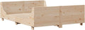 vidaXL Lit Double en Bois de Pin Massif , 140x190 cm, Cadre de Lit avec Tête de Lit, Rustique, Naturel