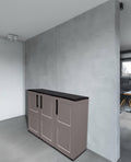 Dmora - Armoire d'extérieur Gesves, Armoire de balcon polyvalente, Armoire d'extérieur 3 portes, 100% Made in Italy, 102x37h84 cm, Gris et Noir