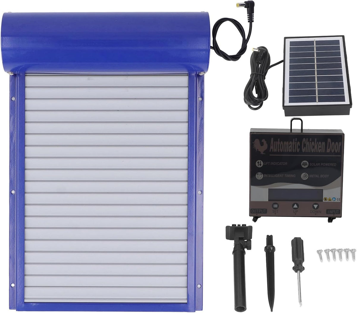 Ouvre-Porte Automatique pour Poulailler, 2 Modes de Contrôle de la Minuterie Programmable à énergie Solaire Ouvre-Porte Automatique pour Cage à Poulet