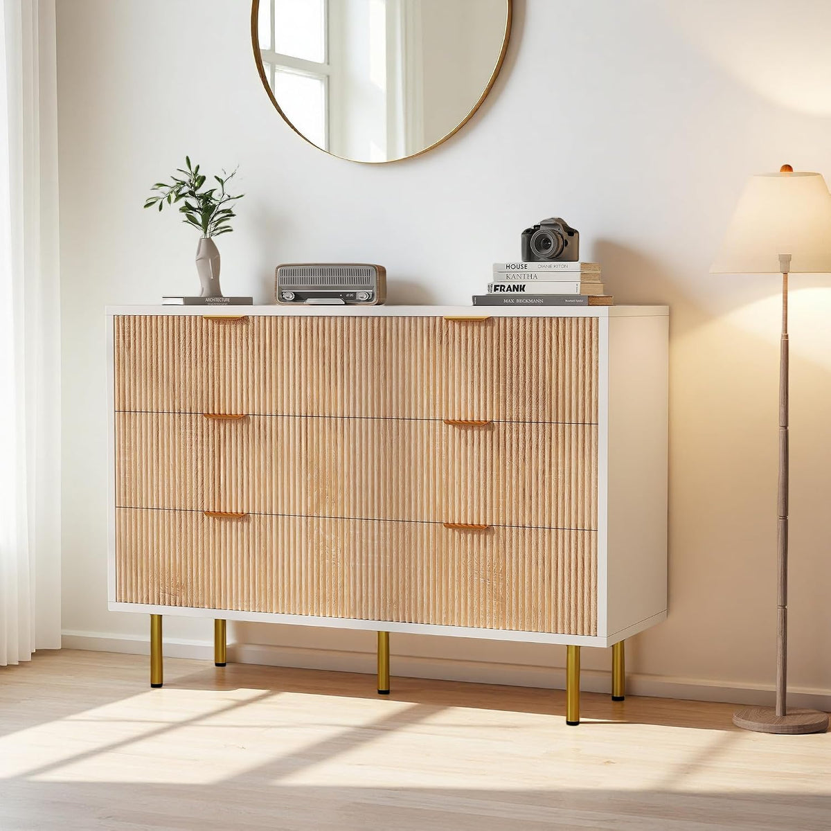 Commode à 6 Tiroirs, Meuble de Rangement Chambre Adulte/Enfant, Longueur 100cm, Armoire à tiroirs avec Pieds Métal, Buffet Salon