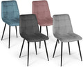 IDMarket - Lot de 4 chaises Mila en Velours Mix Color Pastel Bleu, Gris Clair, Gris foncé, Rose