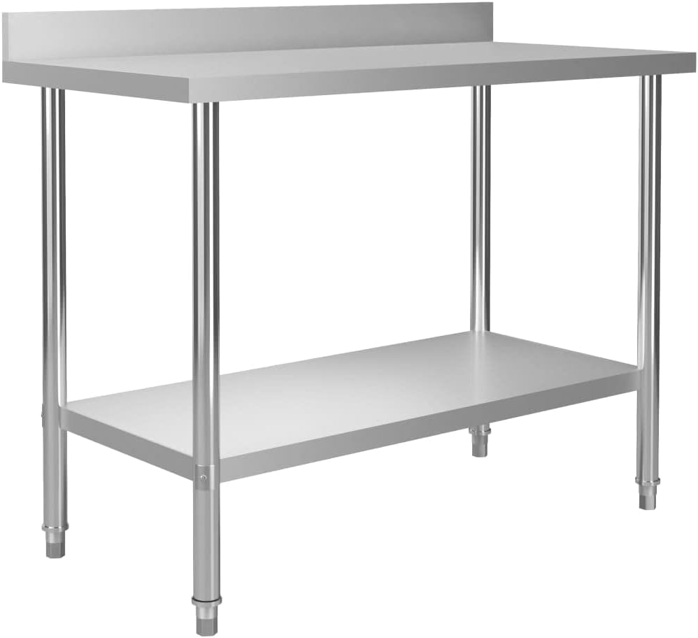 Générique Table de Travail de Cuisine avec dosseret 120x60x93 cm INOX, Entreprise & Industrie, Restauration, (Poids 16.9KG)