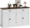 HOMCOM Buffet Salon avec 4 Portes, Meuble de Rangement Plateau épais, 2 tiroirs Silencieux et étagères Ajustables, Style Rustique