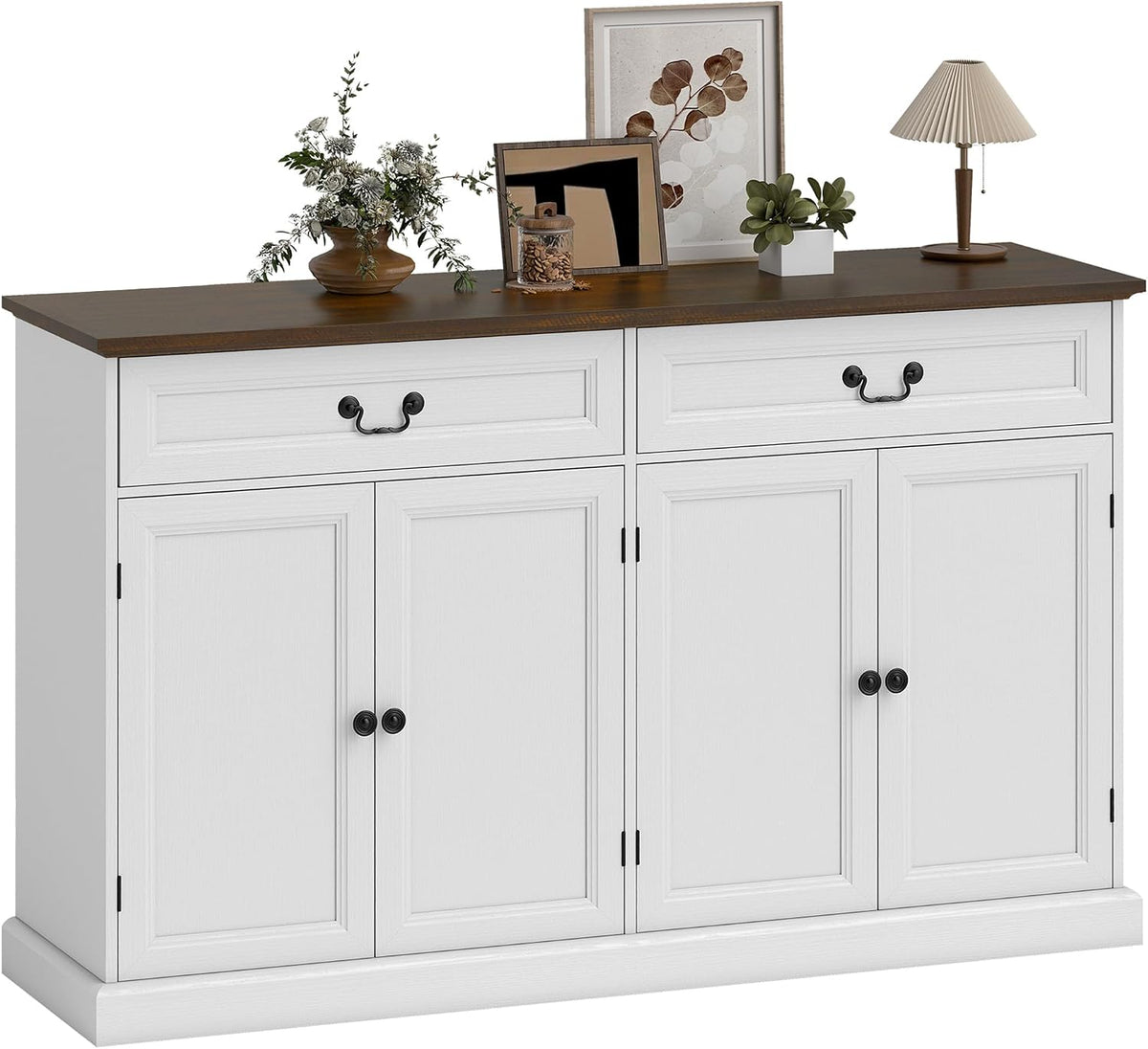 HOMCOM Buffet Salon avec 4 Portes, Meuble de Rangement Plateau épais, 2 tiroirs Silencieux et étagères Ajustables, Style Rustique