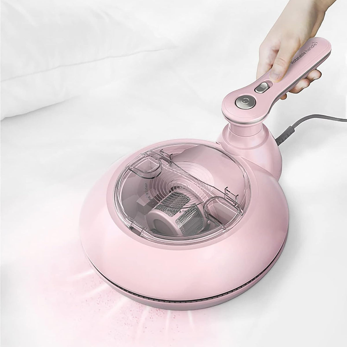 PAHION Aspirateur À Main avec Filtration HEPA UV Aspirateur Acariens 12,6 Kpa Aspirateur Anti-acarien Portable Nettoyage en Profondeur pour Matelas