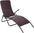 Makastle Chaise Longue, Bain de Soleil en Résine Tréssée, Transat Pliable avec Accoudoirs, Salon de Jardin Exterieur, 61 x 147 x 95 cm