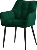 ML-Design 1x Chaise Salle à Manger en Tissu Éponge, Vert Foncé, Chaise de Cuisine avec Assise Rembourrée Épaisse et Pieds Métalliques Noir