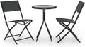 Frdhee Ensemble de 3 meubles de terrasse en acier noir pour terrasse, patio, parcs urbains