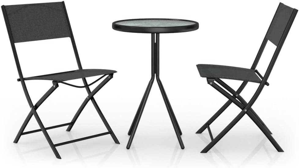 Frdhee Ensemble de 3 meubles de terrasse en acier noir pour terrasse, patio, parcs urbains