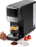 DOMO DO748K My Easy Coffee 4-in-1, Machine à café en capsules 4 en 1 pour NES/DG/café moulu/capsules ESE, Cafetière à capsules 1,5L