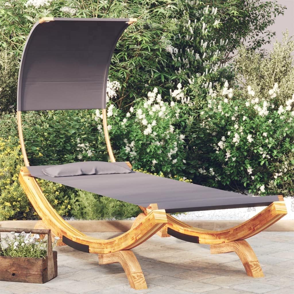 Solivagant Lit Repos et auvent 100x200x126 cm Bois courbé Anthracite, (21.5 KG)