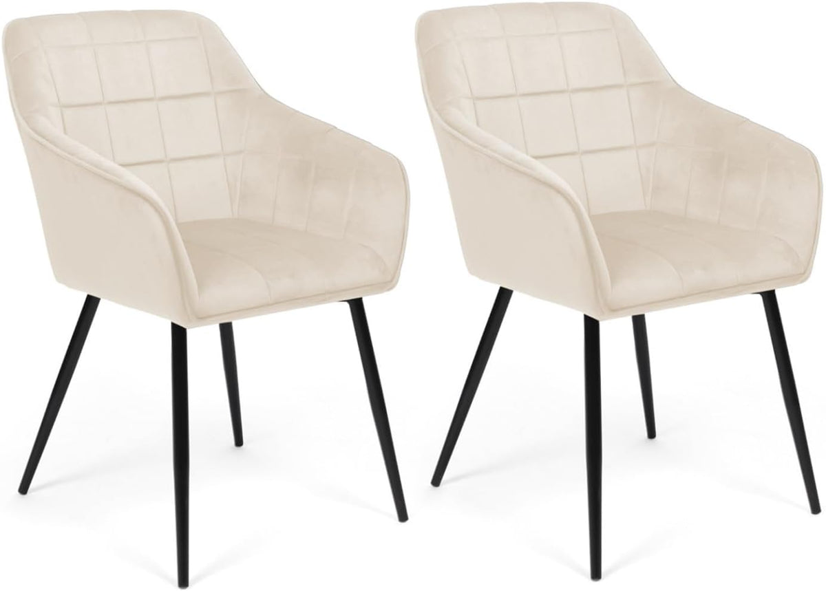 IDMarket - Lot de 2 chaises de Salle à Manger, fauteuils de Table Mady en Velours Beige