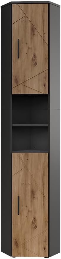 Vicco Armoire Haute Irma, Anthracite/Artisan, 33x192cm avec 2 Portes