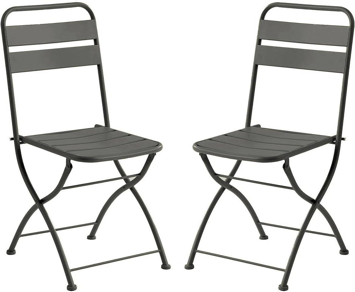 Vente-unique - Lot de 2 chaises de Jardin Pliantes en métal - Gris Anthracite - MIRMANDE de MYLIA