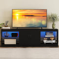 GIANTEX Meuble TV 3 PCS Modulaire, Banc TV 85 Pouces avec Lumières LED, Étagères de Rangement en Verre Réglables, Meuble Tele Moderne pour Chambre