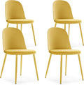 HOMN LIVING Lot de 4 chaises Kana Moutarde, Pieds en métal et Assise rembourrée