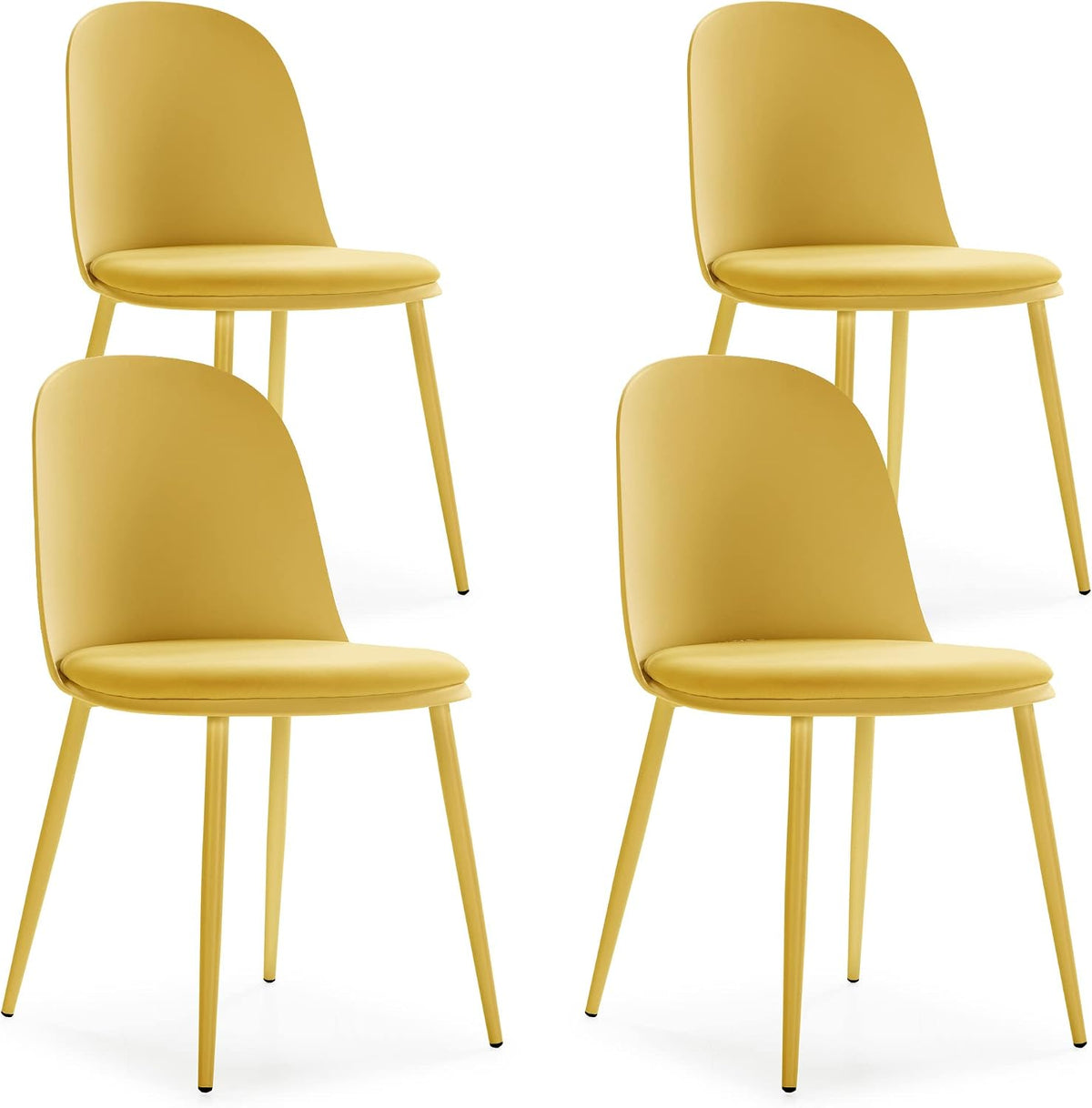 HOMN LIVING Lot de 4 chaises Kana Moutarde, Pieds en métal et Assise rembourrée