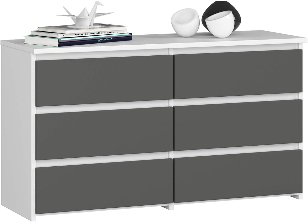 AKORD Commode CL-100 avec 6 Tiroirs, pour Salon, Chambre à Coucher, Armoire de Salon, Moderne, Panneau en stratifié de 16 mm, Meuble de Rangement