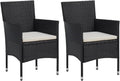 vidaXL Lot de 2 Chaises de Jardin, Fauteuil avec Accoudoirs, Siège de Salon avec Dossier Salle à Manger Extérieur, Résine Tressée Noir