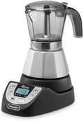 De'Longhi EMKP42.B Alicia PLUS - Cafetière Électrique Moka, 450 W, 2-4 Tasses, Plastique, Noir/Argent, Cafetière Italienne, Moka Électrique