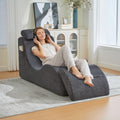 Fauteuil Relax Moderne, Canapé 1 Place, Convertible, Chaise Longue, Design Unique, avec Coussin d'assise Amovible et Poche Latérale