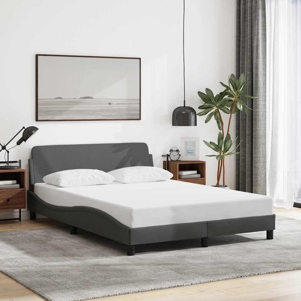 Solivagant Cadre de lit Dover Gris foncé 140x200 cm Tissu, (25 KG)