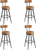 VASAGLE EKHO Collection - Tabouret de Bar Pivotant à 360°, Lot de 4, pour Cuisine, Rembourré, Dossier, PU avec Coutures, Style Moderne Mi-siècle