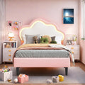 Lit Enfant 90x200 cm, LIt Princesse avec LED Tête de lit Réglable en Forme de Couronne, Lit Enfant Rembourré pour Fille Adolescent
