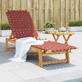 Générique Chaises Longues Rouge Bois d'acacia Solide et Tissu, Meubles, Mobilier de Jardin, Sièges de Jardin, Bains de Soleil, Rouge (Poids 13.8KG)