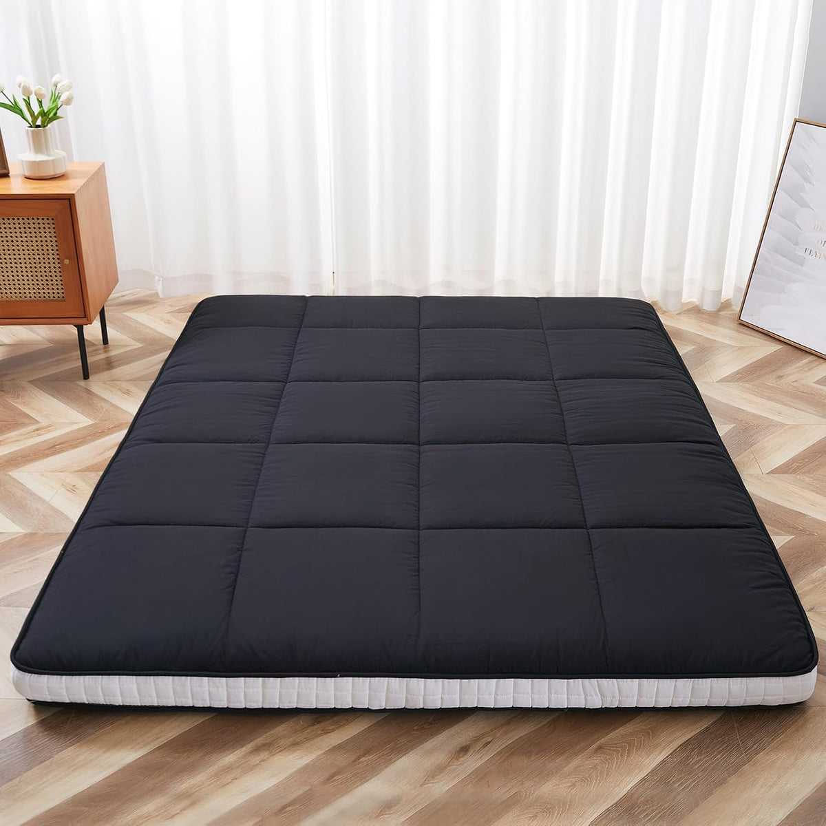 Matelas futon simple - Matelas de sol japonais pliable extra épais - Coussin de sommeil en mousse à mémoire pour adultes