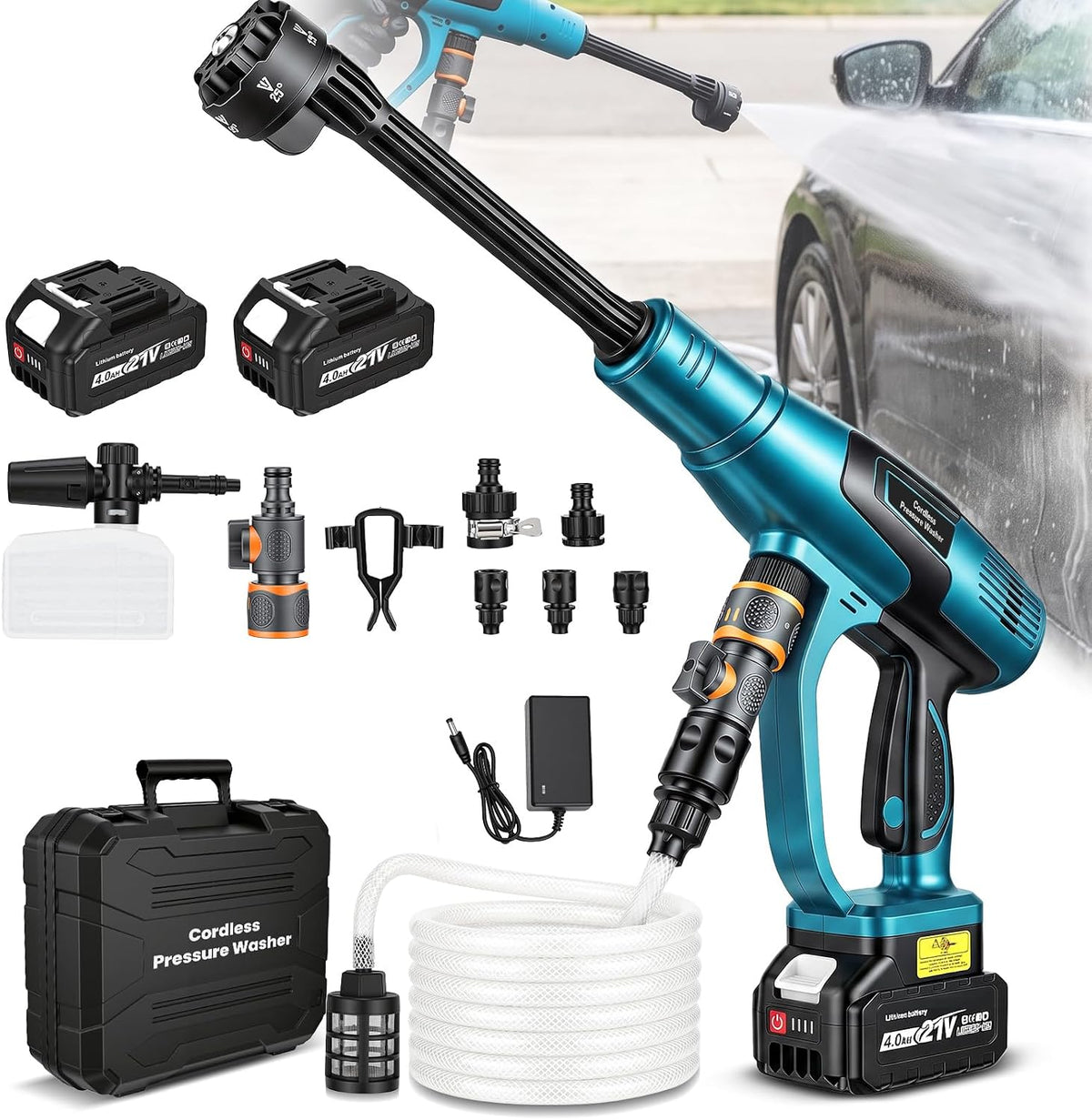 Yofuly Nettoyeur Haute Pression sans Fil Compatible avec Makita 18V, 330 L/h Hydro Blast, 3 Vitesses Mode, Moteur Brushless