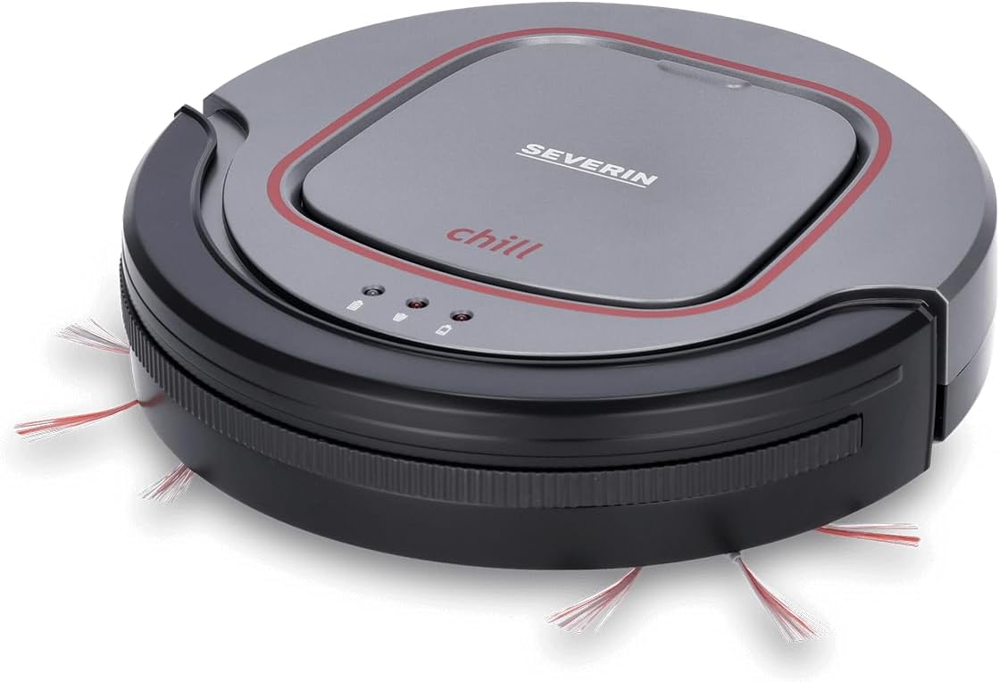 SEVERIN Robot aspirateur ulta silencieux, Autonomie 90 min, Aspirateur robot pour sols durs et moquette, Robot nettoyeur avec capteurs d'obstacles